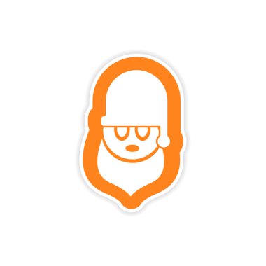 Kağıt etiket beyaz arka planda Noel Baba