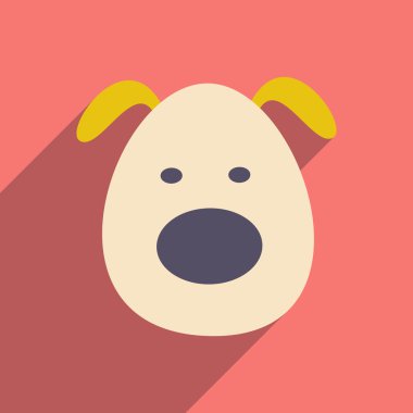 düz gölge simgesi ve mobil uygulama köpek ile