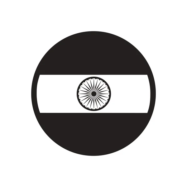 Snygga svarta och vita ikonen flagga Indien — Stock vektor