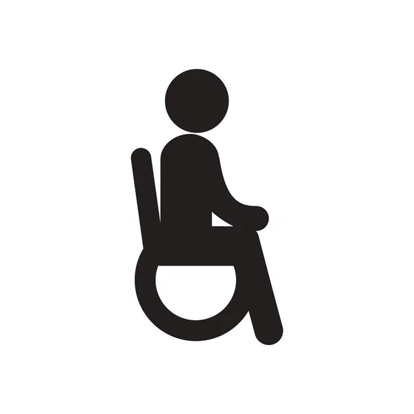 Elegante preto e branco ícone homem em cadeira de rodas — Vetor de Stock