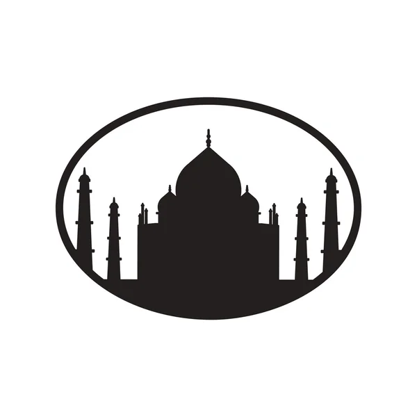 Κομψό μαύρο και άσπρο εικονίδιο ινδική Ταζ Μαχάλ — Διανυσματικό Αρχείο