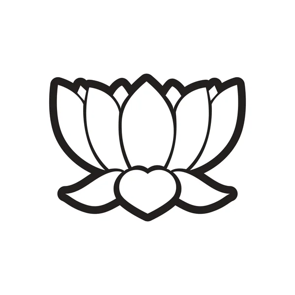 Stilvolle schwarz-weiße Ikone indischer Lotus — Stockvektor