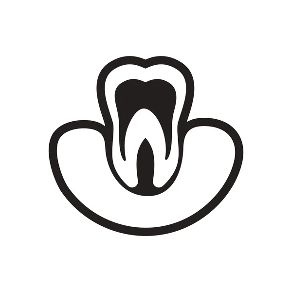 Şık siyah-beyaz simge sağlıklı diş — Stok Vektör