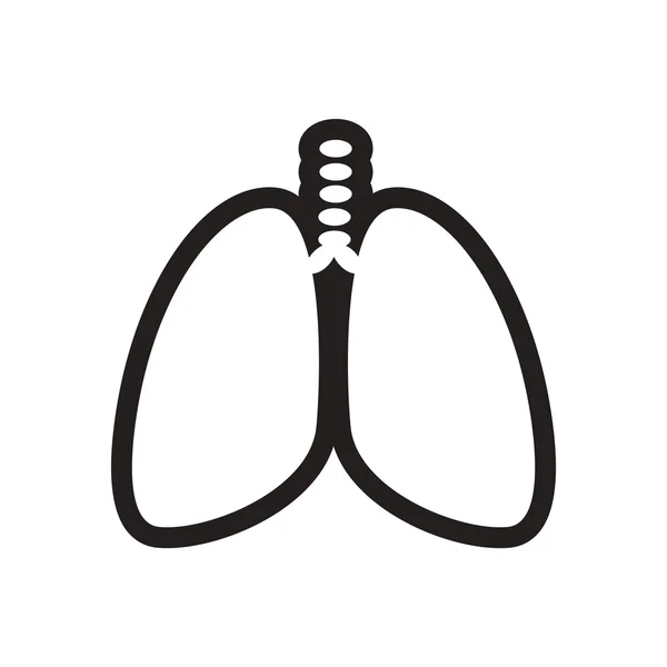 Elegante icono blanco y negro pulmones humanos — Vector de stock