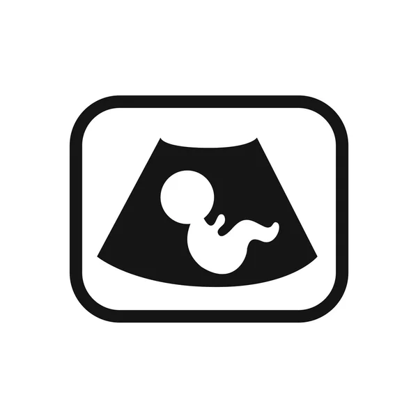 Stylish black and white icon baby on ultrasound — Stock Vector