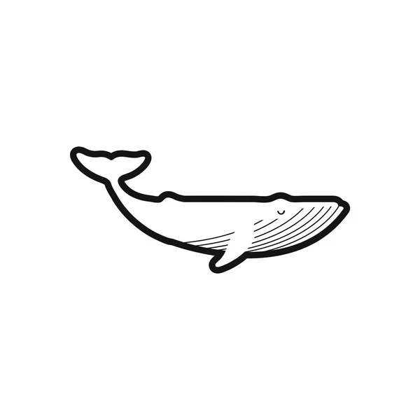 Stilig svart-hvitt ikon stor hval – stockvektor