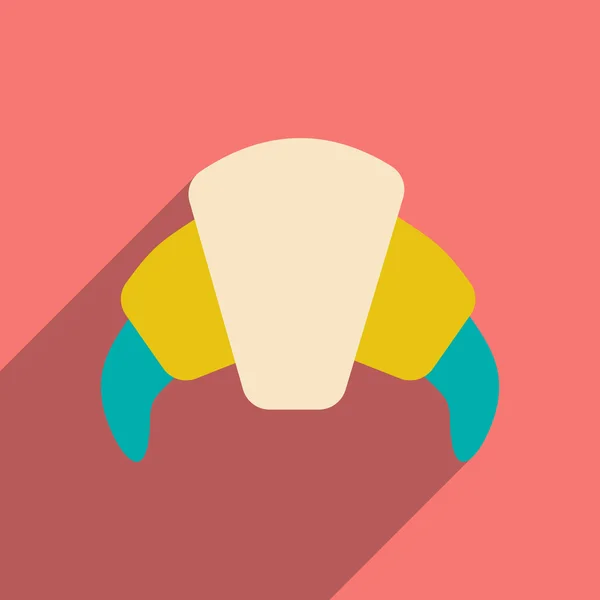 Piso con icono de sombra y croissant aplicación móvil — Vector de stock
