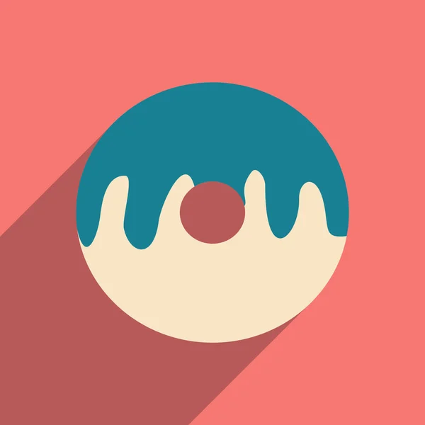 Plano com ícone de sombra e donut aplicativo móvel — Vetor de Stock