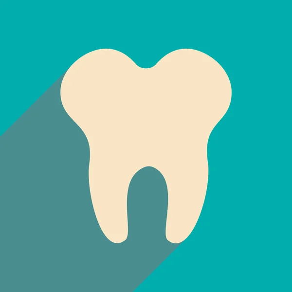 Plano com ícone de sombra e dentes móveis applacation — Vetor de Stock