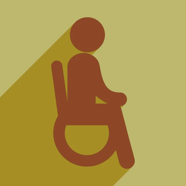 Icône plate moderne avec ombre longue Personnes en fauteuil roulant — Image vectorielle