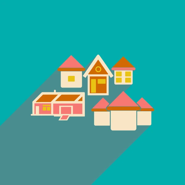 Appartement avec icône de l'ombre et maisons mobiles applacation — Image vectorielle