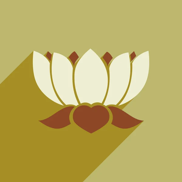 Icono plano moderno con loto indio de sombra larga — Archivo Imágenes Vectoriales