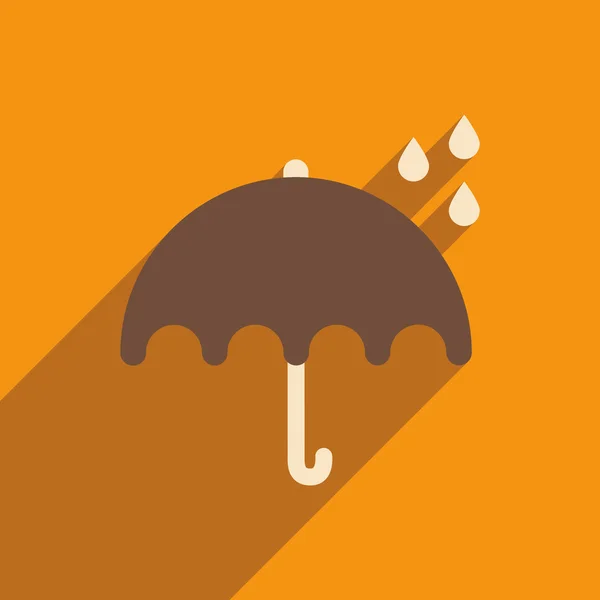 Ícone plano com sombra longa chuva guarda-chuva — Vetor de Stock