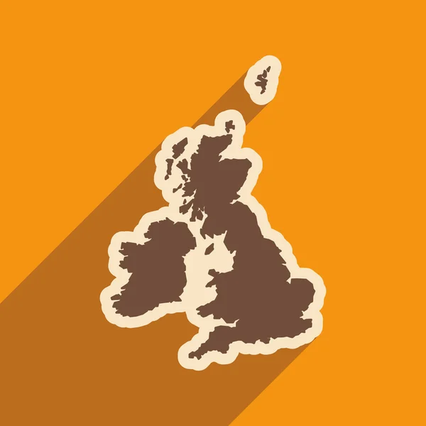 Icono plano con mapa de sombra larga de Gran Bretaña — Archivo Imágenes Vectoriales