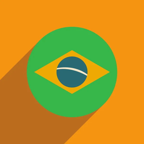 긴 그림자 브라질 국기와 함께 평면 아이콘 — 스톡 벡터