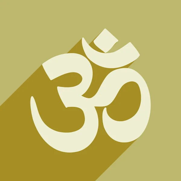 Moderne flache Ikone mit langem Schatten indisches om Zeichen — Stockvektor