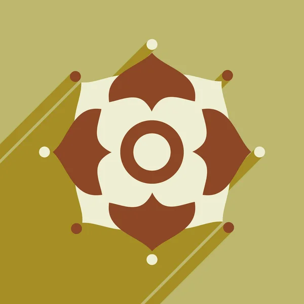 Moderní ploché ikony s stín indické květin — Stockový vektor