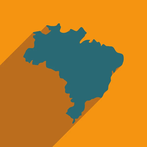 Плоская икона с длинной теневой картой Бразилии — стоковый вектор