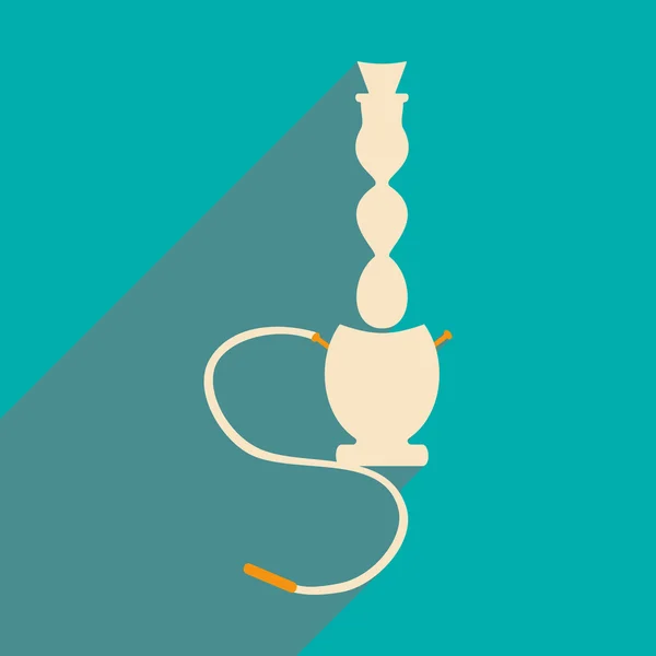 Piso con icono de sombra y aplicación móvil hookah shisha — Vector de stock