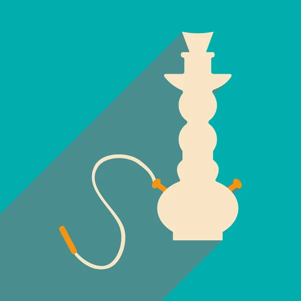 Lapos, árnyék ikon és a mobil alkalmazás vízipipa shisha — Stock Vector