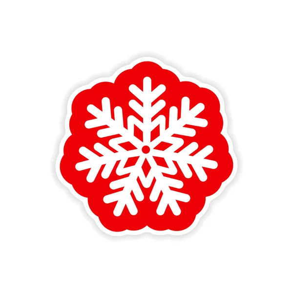 Beyaz arka plan Noel kar tanesi üzerinde kağıt etiket — Stok Vektör