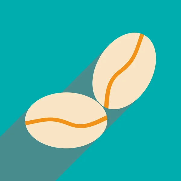 Piso con icono de sombra y aplicación móvil granos de café — Vector de stock