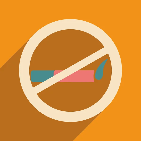 Piso con icono de sombra y aplicación móvil permitido fumar — Vector de stock