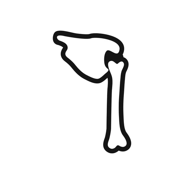 Elegante ícone preto e branco osso humano — Vetor de Stock