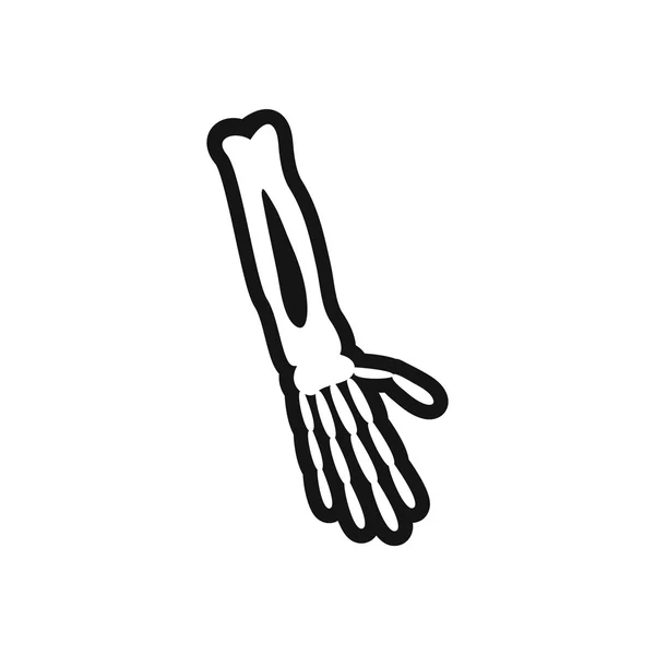 Elegante negro y blanco icono brazo hueso — Vector de stock