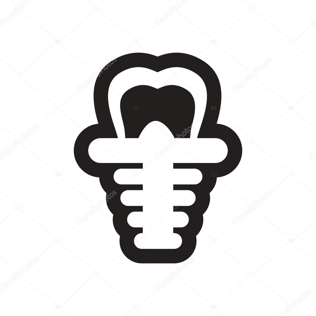 Stylish black and white icons tooth implant