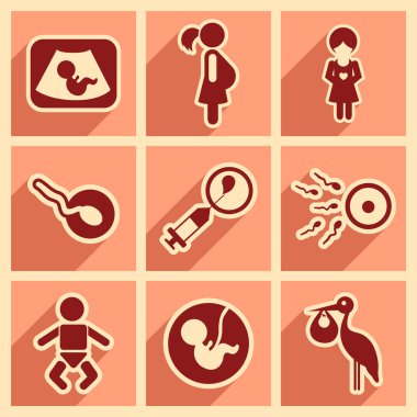 Uzun gölge gebelik ile düz Icons set
