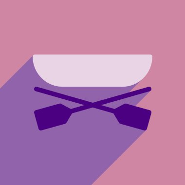 uzun gölge tekne kürek ile düz simgesi