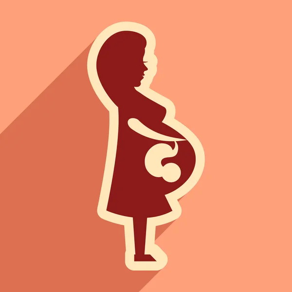 Icône plate avec ombre longue enceinte Fille — Image vectorielle