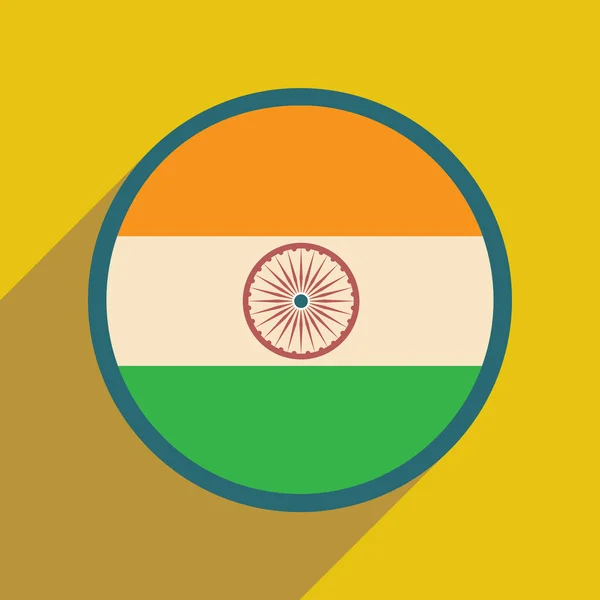 Icono plano moderno con bandera de sombra larga de la India — Archivo Imágenes Vectoriales