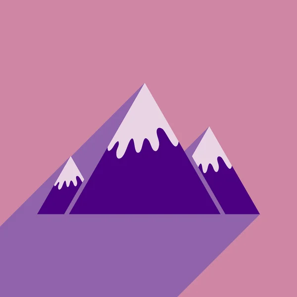 Icono plano con sombra larga montaña canadiense — Vector de stock