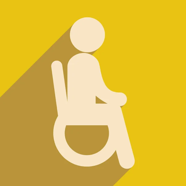 Uzun Gölge insanlar tekerlekli sandalye ile modern düz simgesi — Stok Vektör