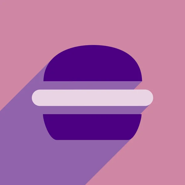 Icona piatta con lunga ombra hamburger americano — Vettoriale Stock