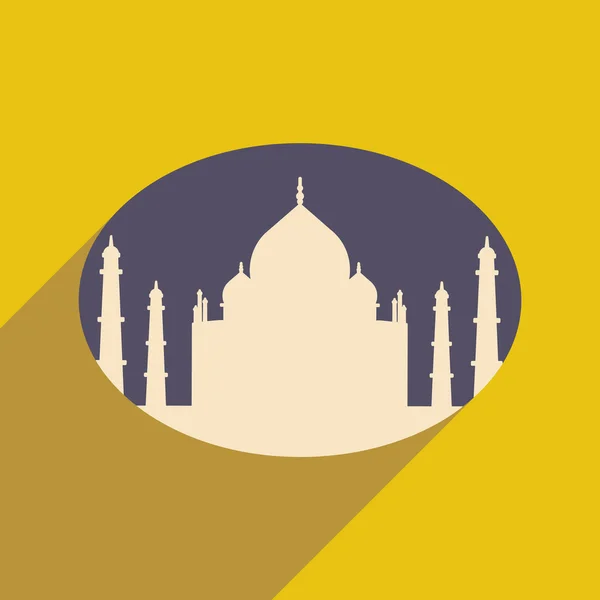 Icono plano moderno con sombra larga Taj Mahal indio — Vector de stock