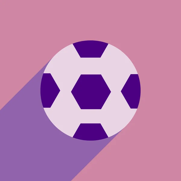 Icono plano con pelota de fútbol de sombra larga — Vector de stock