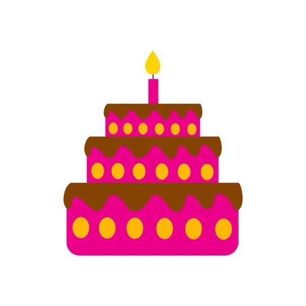Icône plate sur fond blanc gâteau d'anniversaire — Image vectorielle