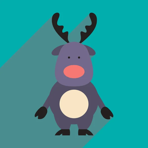 Icône plate avec ombre longue renne Santas — Image vectorielle