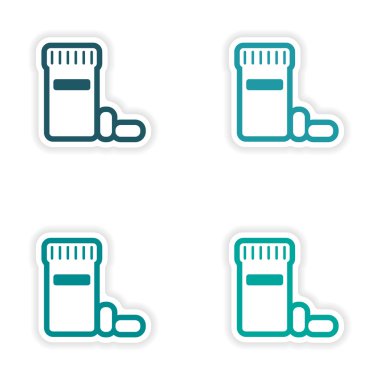 Beyaz arka plan kutu ilaç üzerinde kağıt etiketleri ayarla