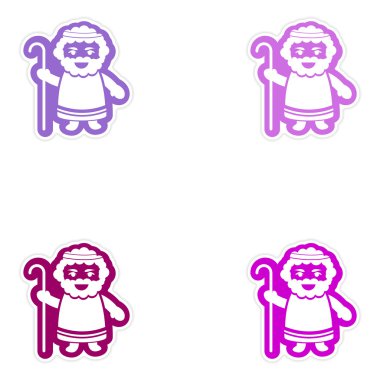 Kağıt etiketleri beyaz arka plan baba İsa ayarla