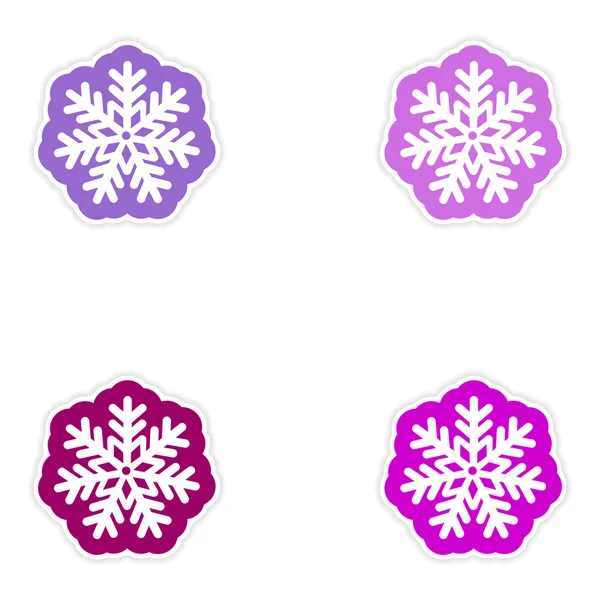 Set autocollant en papier oof sur fond blanc Flocon de neige de Noël — Image vectorielle