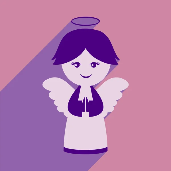 Flat icon with long shadow Christmas angel — Stock Vector