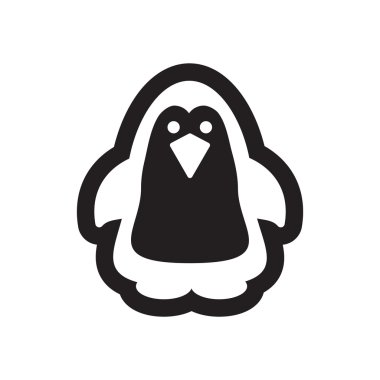 Siyah ve beyaz stil penguen düz simgesi