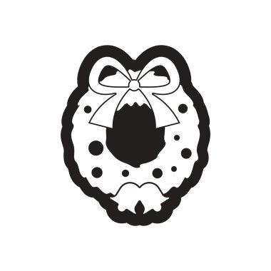 düz kutsal kişilerin resmi içinde siyah ve beyaz Noel çelenk