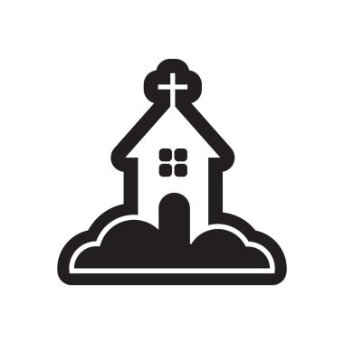 siyah ve beyaz kilise düz simgesi