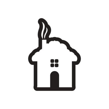 Siyah ve beyaz evde düz simgesi