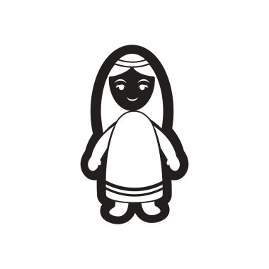 düz kutsal kişilerin resmi içinde siyah ve beyaz Meryem Ana